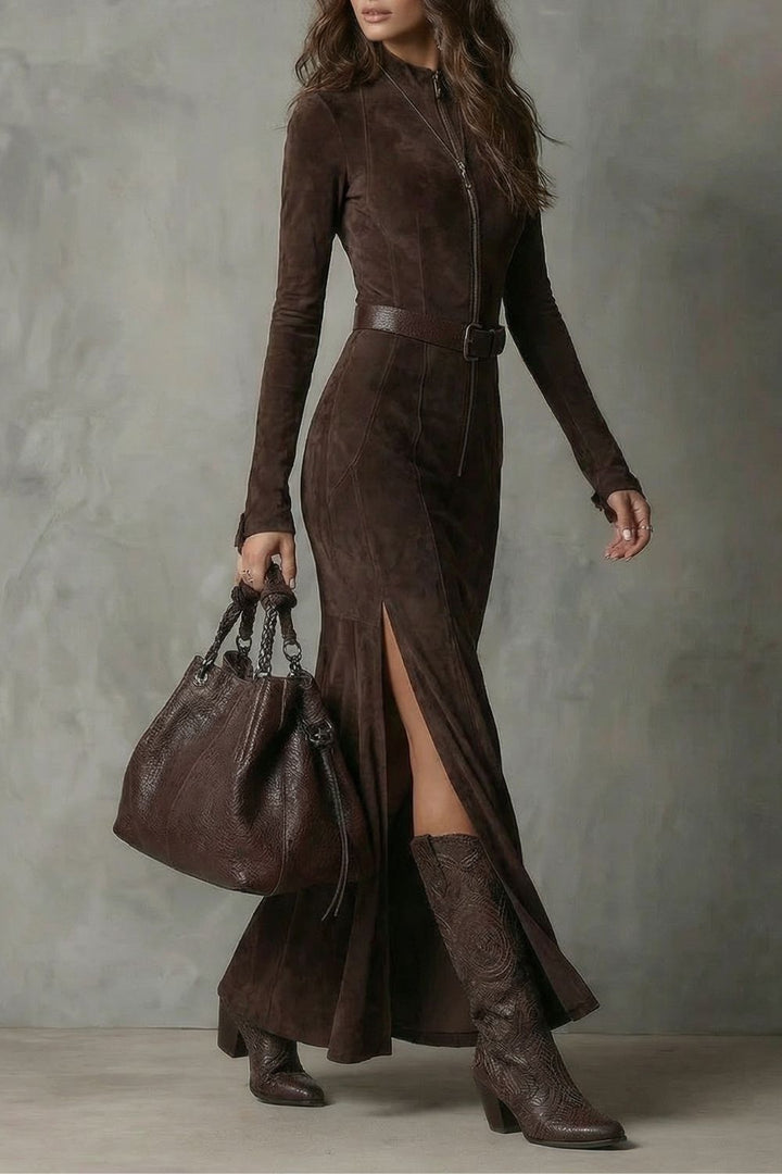 Raviona – Vestito Maxi con Zip Stile Svedese con Cintura Inclusa